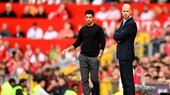 HLV Erik ten Hag của Man United (phải) và Mikel Arteta của Arsenal