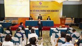 Ông Đỗ Quang Hiển đến dự Đại hội với tư cách cổ đông lớn, khẳng định luôn đồng hành với các quý cổ đông và với sự phát triển của SHS.