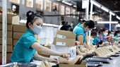 Công nhân làm giày da trong nhà máy Công ty Trách nhiệm hữu hạn Giày Gia Định, thành phố Thủ Đức. (Ảnh: Hồng Đạt/TTXVN)