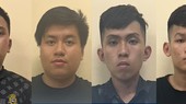 Nhóm đối tượng gồm: Tiến - Hoàng Danh - Sang - Thành Danh (từ trái qua phải) tại cơ quan công an.