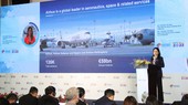 Bà Hoàng Tri Mai, Tổng giám đốc Airbus tại Việt Nam, phát biểu tại Diễn đàn thương mại Việt Nam - châu Âu