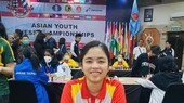 Hồng Nhung đã giành được tấm HCV cờ nhanh ở nhóm tuổi U16 nữ tại giải. Ảnh: Vietnamchess