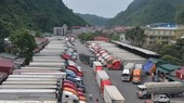 Container trucks waiting for customs clearance at a border gate in Lang Son Province. (Photo: TPO)