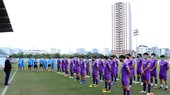 Phó Chủ tịch thường trực LĐBĐVN Trần Quốc Tuấn đã trân trọng đọc nguyên văn lá thư của Chủ tịch nước Nguyễn Xuân Phúc gửi tới Đội tuyển quốc gia
