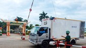Border guards on duty at the Ha Tien border gate in Kien Giang Province
