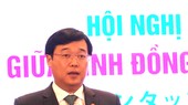 Bí thư Tỉnh ủy Đồng Tháp Lê Quốc Phong phát biểu tại hội nghị Hợp tác đầu tư và thương mại giữa tỉnh Đồng Tháp với doanh nghiệp Nhật Bản