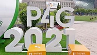 首爾P4G峰會宣傳牌。(圖源:韓聯社)