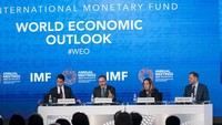 去年在华盛顿拍摄的IMF《世界经济展望报告》新闻发佈会。(图:互联网)