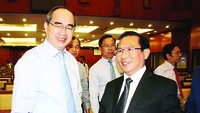 HCMC Party Chief Nguyen Thien Nhan (L) at the conference (Photo: SGGP)