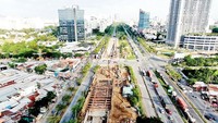 The construction site of the tunnel at Nguyen Huu Tho-Nguyen Van Linh intersection (Illustrative photo: SGGP)