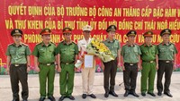 Đại úy Thái Ngô Hiếu tại lễ công bố quyết định thăng quân hàm do Công an tỉnh Đồng Nai tổ chức