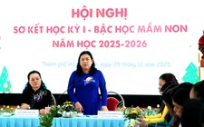 Trưởng phòng Giáo dục mầm non (Sở GD-ĐT TPHCM) Lương Thị Hồng Điệp phát biểu tại hội nghị sơ kết học kỳ 1