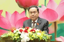 Ủy viên Bộ Chính trị, Bí thư Đảng ủy Quốc hội, Chủ tịch Quốc hội Trần Thanh Mẫn phát biểu khai mạc Đại hội. Ảnh: QUANG PHÚC