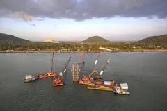 Toàn cảnh vị trí khắc phục cáp ngầm 110kV Hà Tiên - Phú Quốc