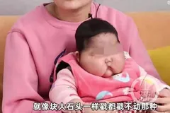 Bé gái bị tăng cân bất thường sau khi sử dụng kem và được truyền thông Trung Quốc gọi là "trẻ đầu to". Ảnh: shangyounews.