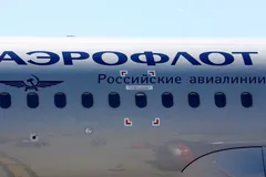 Logo của hãng hàng không hàng đầu của Nga Aeroflot được nhìn thấy trên chiếc Airbus A320 ngày 1/6/2019. @Reuters