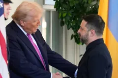 Tổng thống Hoa Kỳ Donald Trump chào đón người đồng cấp Ukraine Volodymyr Zelensky tại Nhà Trắng.
