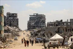 Cảnh tàn phá do xung đột tại Gaza. Ảnh: THX/TTXVN