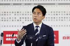 Shinjiro Koizumi, Chủ tịch Ủy ban Chiến lược bầu cử của Đảng Dân chủ cầm quyền, trong cuộc họp báo tại Tokyo, sau tổng tuyển cử ngày 27/10/2024. Ảnh: Kyodo/TTXVN