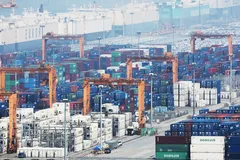 Hàng hoá xuất khẩu tại Cảng Pyeongtaek ở tỉnh Gyeonggi, Hàn Quốc. Ảnh: YONHAP