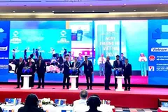 Lễ khai mạc Tuần lễ và Diễn đàn Thương hiệu quốc gia Việt Nam 2025 diễn ra sáng 16/4, tại Hà Nội. (Ảnh: Đức Duy/Vietnam+)