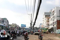 Khu vực ga Bảy Hiền thuộc tuyến Metro số 2 đã có mặt bằng thi công. (Ảnh: Tiến Lực/TTXVN)
