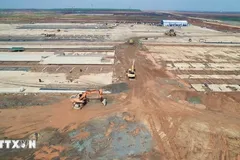 Công trường thi công sân bay Long Thành. (Ảnh: Công Phong/TTXVN)