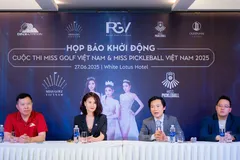 Ban tổ chức trả lời các câu hỏi của phóng viên tại buổi họp báo công bố, khởi động 2 cuộc thi Miss Golf Việt Nam 2025 và Miss Pickleball Việt Nam 2025.