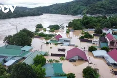 Nhiều xã phía Tây Nghệ An chìm trong biển nước trong trận lũ lụt lịch sử vừa qua. Ảnh: K.T