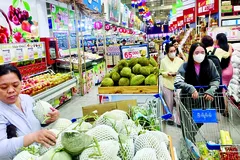 Khách chọn mua trái cây, rau quả tại siêu thị ở phường An Khánh, TPHCM. Ảnh: GIA HÂN