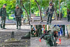 Công binh tìm kiếm hài cốt liệt sĩ tại Công viên Lê Thị Riêng