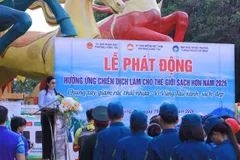 Bà Nguyễn Ngọc Thúy, phó giám đốc Sở NN-MT phát biểu tại chương trình "Chung tay giảm rác thải- Vì Vũng Tàu xanh, sạch, đẹp"