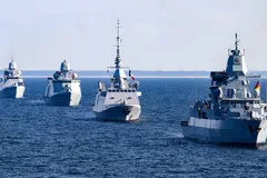 Tàu chiến từ nhiều quốc gia tham gia cuộc tập trận "Northern Coasts 23" ở Biển Baltic, ngoài khơi bờ biển Latvia, ngày 18/9/2023. Ảnh: Getty Images