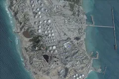 (Hình ảnh từ vệ tinh) Quang cảnh đảo Kharg của Iran, ngày 25-2. Ảnh: TTXVN