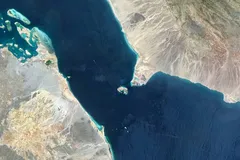 Ảnh vệ tinh về Eo biển Bab al-Mandeb. Ảnh: Getty Images