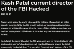 Nhóm hacker Handala thông báo về vụ hack hộp thư điện tử của Giám đốc FBI Patel. Nguồn: BleepingComputer