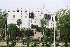 Quang cảnh bên ngoài khách sạn Serena ở Islamabad, Pakistan, nơi diễn ra vòng đối thoại trực tiếp Mỹ - Iran ngày 11/4/2026. Ảnh: THX/TTXVN