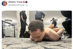 Bức ảnh nghi phạm bị khống chế được đăng trên tài khoản Truth Social của Tổng thống Trump. Ảnh chụp màn hình