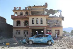 Tòa nhà bị phá hủy sau các cuộc không kích của Pakistan nhằm vào tỉnh Paktia, Afghanistan ngày 29-6. Ảnh: THX/TTXVN