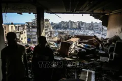 Tòa nhà bị phá hủy sau cuộc không kích của Israel tại Gaza. Ảnh minh họa: THX/TTXVN