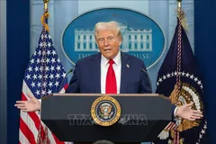 Tổng thống Mỹ Donald Trump phát biểu tại Nhà Trắng. Ảnh tư liệu: THX/TTXVN