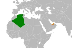 Bản đồ chỉ vị trí của Algeria (xanh) và UAE (cam). Ảnh: Wikimedia Commons