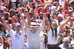 Tổng thống Brazil Luiz Inacio Lula da Silva trong chiến dịch vận động tranh cử ở Brasilia, Brazil, ngày 9-10. Ảnh: THX/TTXVN phát