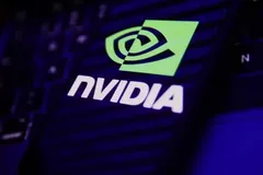 Biểu tượng của Tập đoàn Nvidia. Ảnh: Getty Images/TTXVN