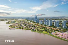 Phối cảnh dự án Trục Đại lộ cảnh quan sông Hồng trên địa bàn thành phố Hà Nội. (Ảnh: Phan Phương/TTXVN)