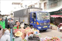 Chợ đầu mối trái cây Thạnh Trị tại phường Đạo Thạnh, tỉnh Đồng Tháp. Ảnh: Công Trí/TTXVN