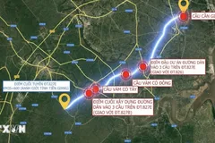 Phối cảnh tổng thể tuyến đường ĐT.827E kết nối TPHCM đi qua các xã Cần Giuộc, Cần Đước, Tân Trụ (tỉnh Tây Ninh) và Châu Thành (tỉnh Đồng Tháp). (Ảnh: Đức Hạnh/TTXVN) 