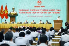 Phiên họp Chính phủ thường kỳ tháng 6 và Hội nghị trực tuyến Chính phủ với địa phương. (Ảnh: Dương Giang/TTXVN)