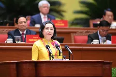 Ủy viên Trung ương Đảng, Ủy viên Ban Thường vụ Đảng ủy Quốc hội, Phó Chủ tịch Quốc hội Nguyễn Thị Thanh thay mặt Đảng bộ Quốc hội trình bày tham luận. Ảnh: QUANG PHÚC