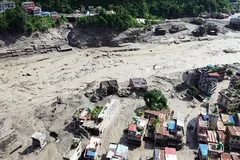 Khu vực bị lũ quét tàn phá tại Rasuwa, Nepal ngày 26-8. Ảnh: ANI/TTXVN phát